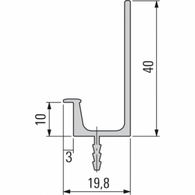 Verdeckte Griffleiste Typ L 07, E6/EV1, L: 2500 mm